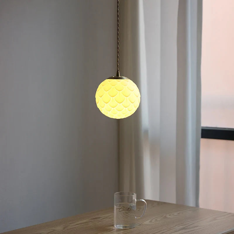 Helnys Nordic Ceramic Sphere Pendant Light for Modern Bedroom Decor