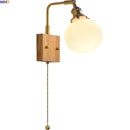 Helnys LED Wall Light Mirror Contemporary Home Decor Ceramic Glass Wood Lamp