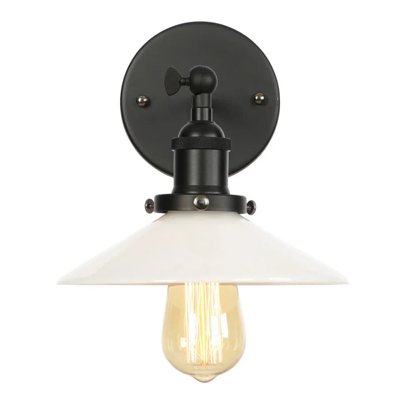Helnys White LED Wall Lights - Industrial Style Bedside Lamp