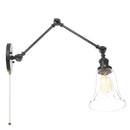Helnys Vintage Industrial LED Wall Lamp with Pull Chain Switch and Clear Glass