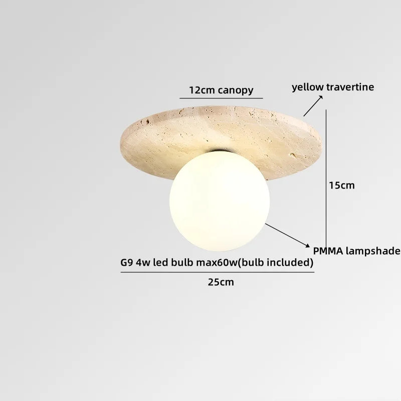 Helnys Yellow Travertine LED Ceiling Light for Home Decor, Indoor Kitchen Lamp