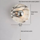 Helnys Round Bulgari Stone Shade Pull Chain Switch LED Wall Lamp for Luxury Living Room