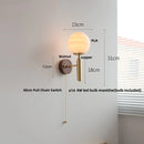 Helnys White Glass LED Wall Sconce with Pull Chain Switch & Copper Base