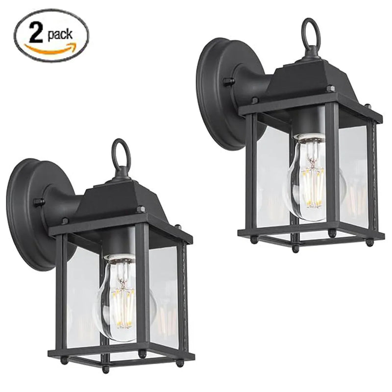 Helnys Outdoor Black Wall Lantern, Waterproof Sconce Light Fixture