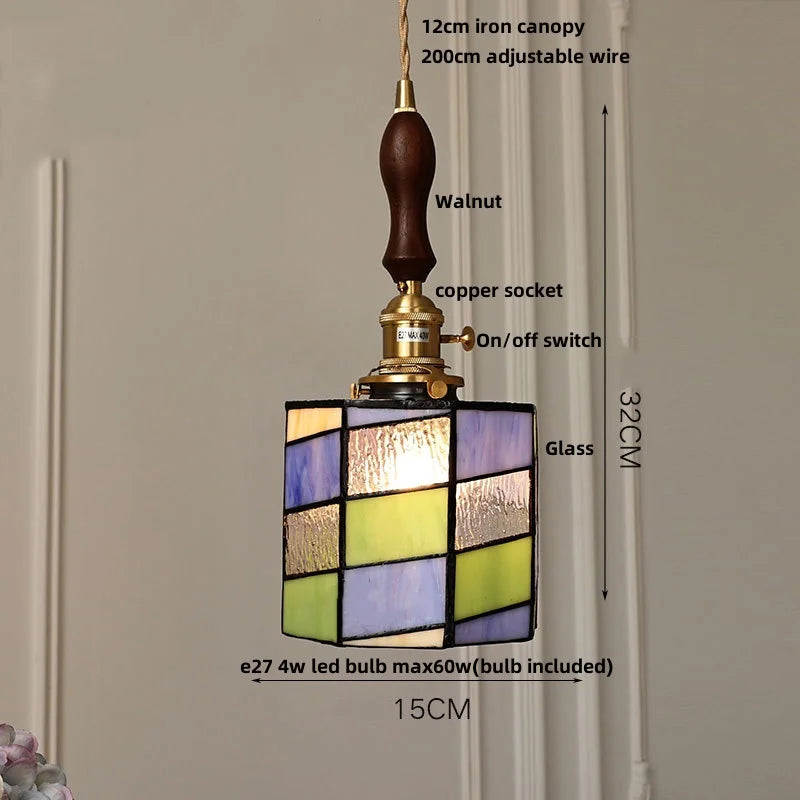 Helnys Blue Glass LED Pendant Light - Nordic Modern Adjustable Hanging Lamp