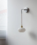 Helnys White Ceramic Canopy LED Wall Lamp with Pull Chain Switch