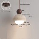 Helnys White Glass LED Pendant Lamp with Wood Base, Nordic Modern Hanging Light
