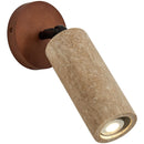 Helnys Round Canopy LED Wall Light Yellow Travertine Stone Bedside Lamp