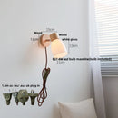 Helnys Nordic Modern Wood Canopy Wall Sconce LED Light Fixture Glass Dining Room