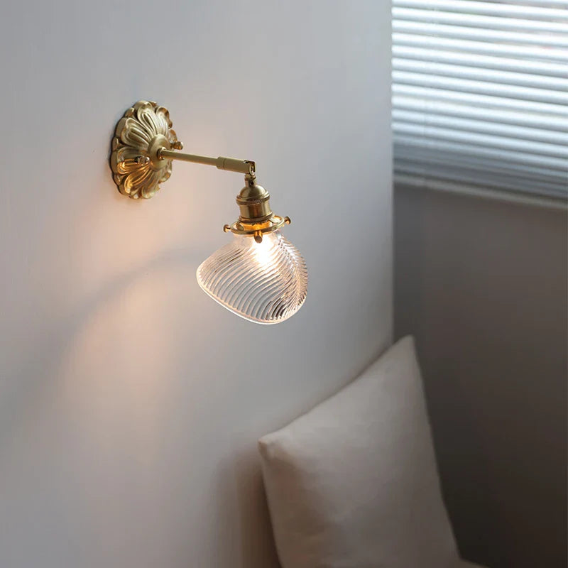 Helnys Clear Shell Glass LED Wall Sconce Up Down Light Europe Style Copper Wandlamp