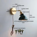 Helnys Clear Glass LED Wall Lamp with Pull Chain for Modern Bathroom Mirror Lighting