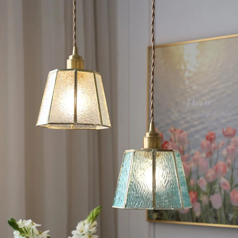 Helnys Copper Glass LED Pendant Lamp Nordic Modern Simple Hanging Light