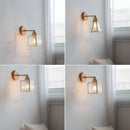 Helnys Square Glass LED Wall Light with Pull Wire Switch & Night Bedside Lamp