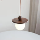 Helnys Glass LED Pendant Lamp with Walnut Wood and Brass Accents