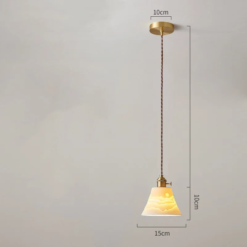 Helnys White Ceramic Brass Pendant Lights for Restaurant Bedroom - Nordic Style