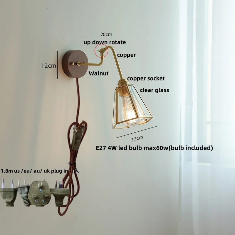Helnys Copper Rotate Arm LED Wall Light - Nordic Modern Design
