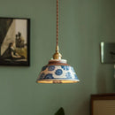 Helnys Hand Painted Ceramic Pendant Light Glaze Finish LED Hanging Lamp