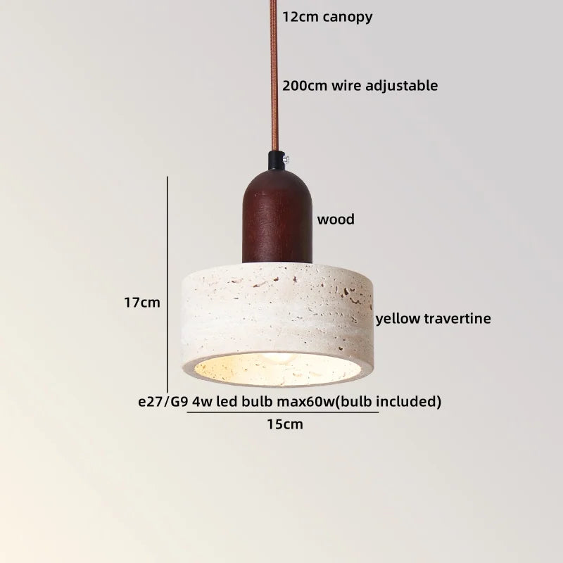 Helnys Yellow Stone LED Pendant Light, Japanese Style Hanging Lights
