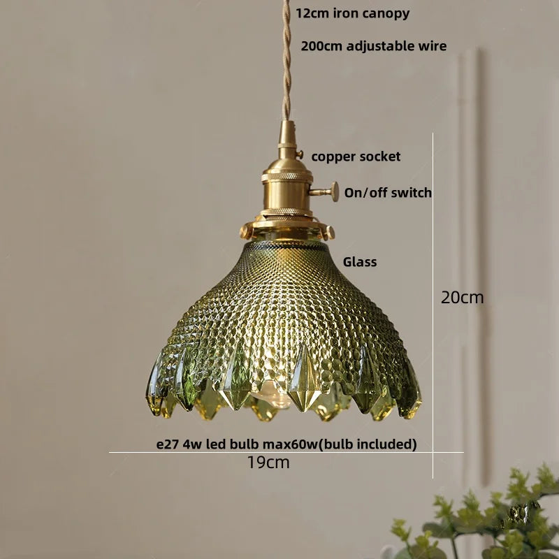 Helnys Modern Glass LED Pendant Light Fixture for Home Decor