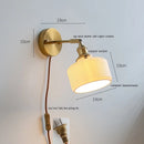 Helnys Nordic Ceramic LED Wall Sconce with Switch for Bedroom Living Room