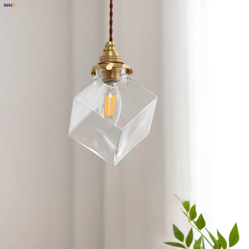 Helnys Ice Cube Glass LED Pendant Lights - Modern Hanging Lamp Chandelier