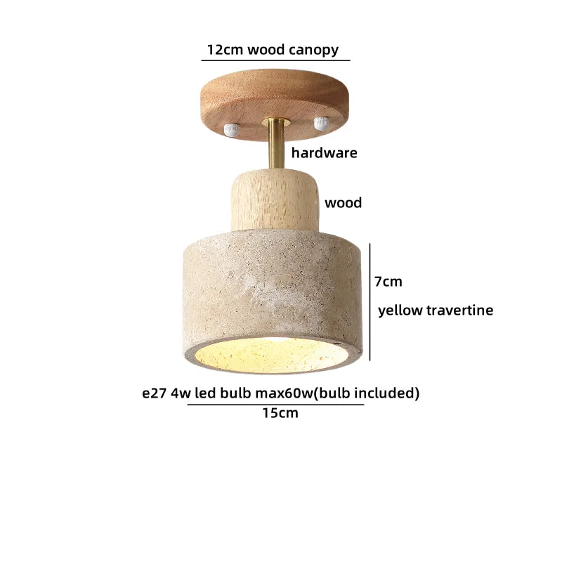 Helnys Yellow Travertine Square LED Ceiling Light Fixture
