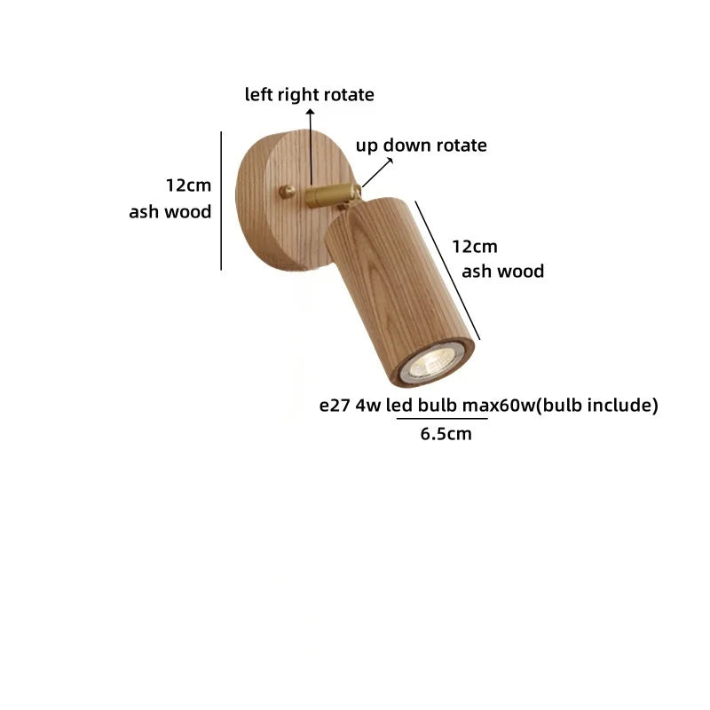 Helnys Wooden Up Down LED Wall Light with Pull Chain Switch