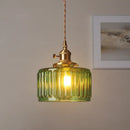 Helnys Green Glass LED Pendant Light: Modern Nordic Hanging Lamp for Dining Room