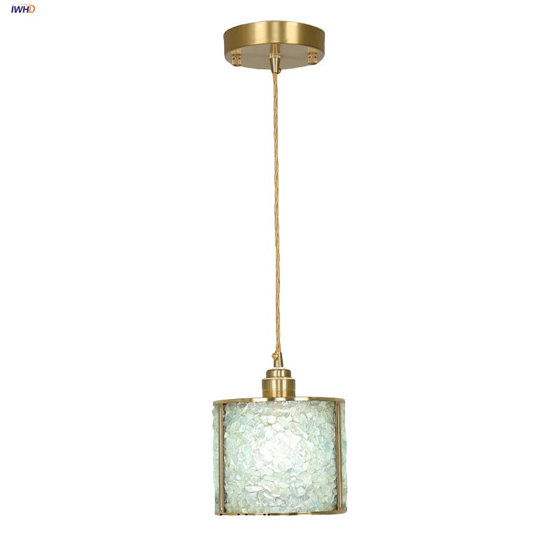 Helnys Crystal Glass LED Pendant Light Fixture American Style Luxury Hang Lamp
