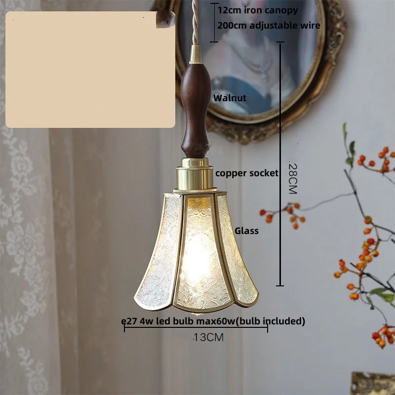 Helnys Antique Glass LED Pendant Lamp Adjustable Kitchen Light Fixture