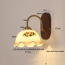 Helnys Wooden LED Wall Light Fixture with Pull Chain Switch