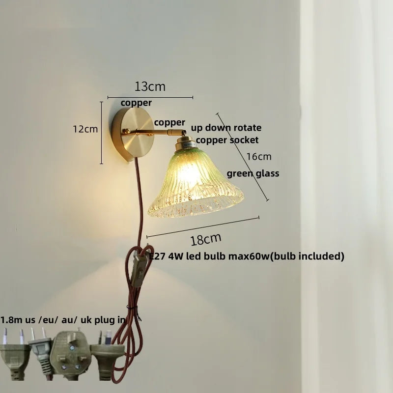 Helnys Blue Glass Wall Sconce Up Down Rotate Light Fixture