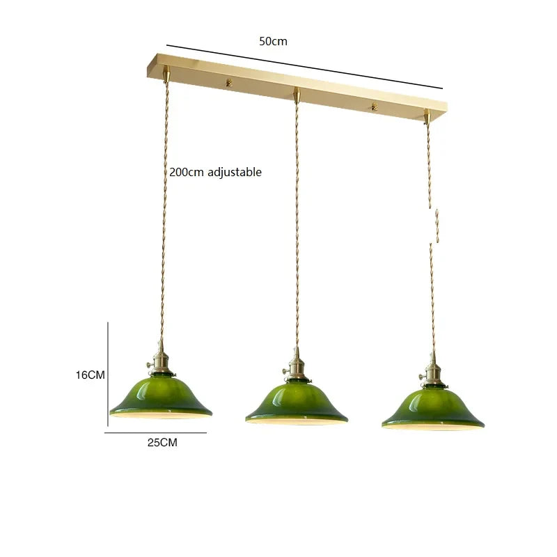 Helnys Vintage Copper Socket Pendant Lamp with Green Glass - 2023 Edition