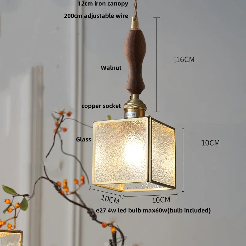 Helnys Glass LED Pendant Light - Modern Copper Hanging Lamp - Nordic Style
