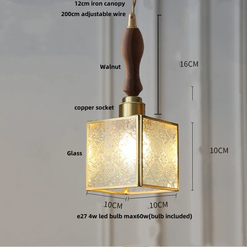 Helnys Glass LED Pendant Light - Modern Copper Hanging Lamp - Nordic Style