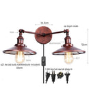 Helnys Dual LED Wall Light: Industrial Vintage Plug-In Lamp, Adjustable Loft Lighting