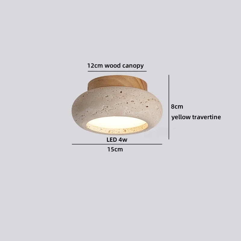 Helnys Yellow Stone Wood LED Ceiling Lamp Modern Nordic Living Room Fixtures