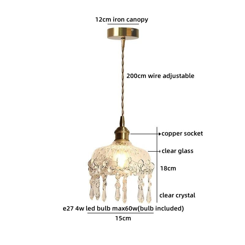 Helnys Modern Nordic Clear Glass LED Pendant Lights Kitchen Island Coffee Decor
