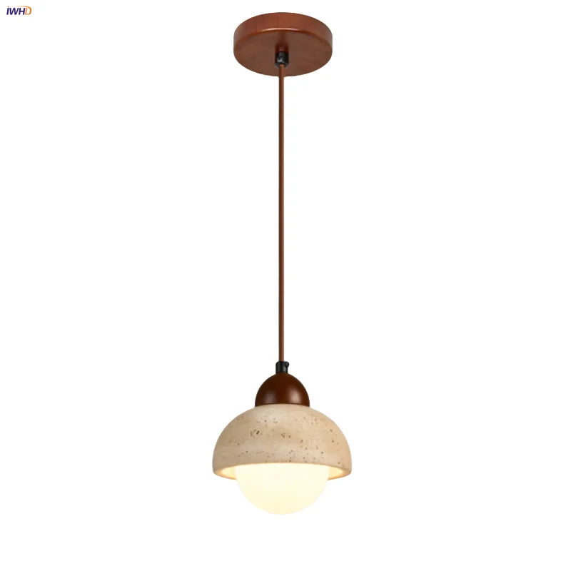 Helnys Yellow Travertine LED Pendant Lamp White Glass Nordic Modern Hang Lamp