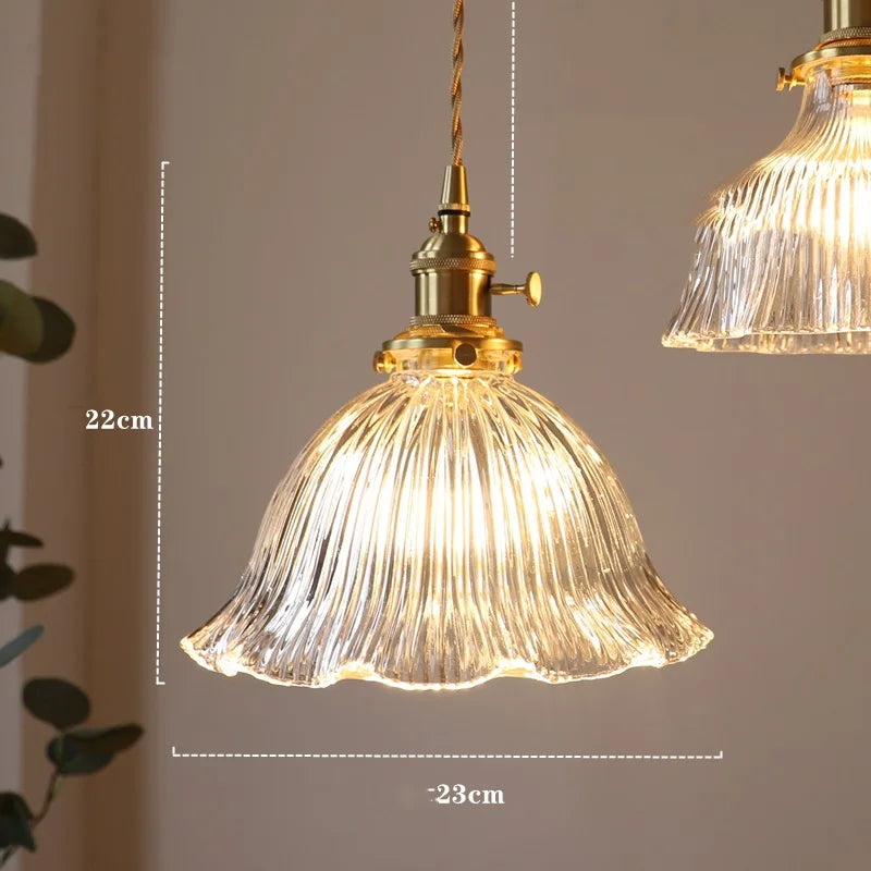 Helnys Nordic Glass LED Pendant Lamp with Copper Socket for Home Decor
