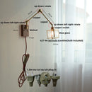 Helnys Modern LED Wall Lamp Glass Pull Chain Switch Rotatable Swing Arms Fixtures