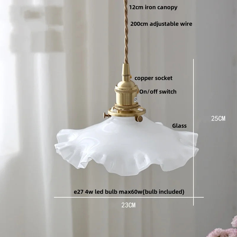 Helnys Flower Glass LED Pendant Light Modern Nordic Hang Lamp