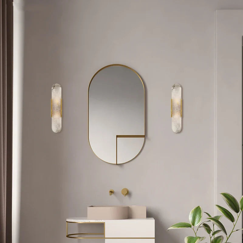 Helnys Nordic LED Wall Lamp Sconce with Marble Lampshade