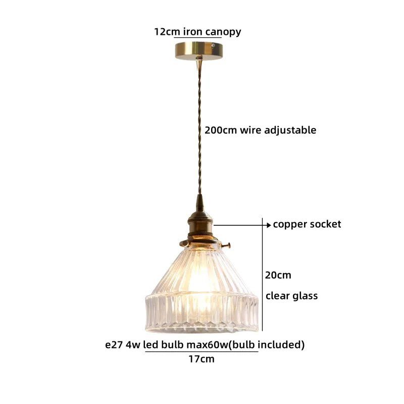 Helnys Crystal Glass LED Pendant Lights - Japan Style Hanging Lamp Fixtures