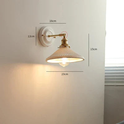 Helnys Ceramic LED Wall Light with Knob Switch, Nordic Japanese Style Sconce