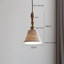 Helnys Ceramic LED Pendant Lights, Wood Copper Socket Hanging Lamp for Home Decor