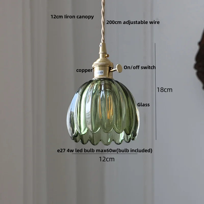 Helnys Amber Glass LED Pendant Light Fixture Modern Simple Adjustable Hanging Light