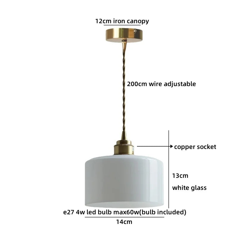 Helnys Clear Glass LED Pendant Light Modern Brass Hanging Lamp