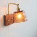 Helnys Glass Wood LED Wall Lights Up Down Rotate Bedside Lamp