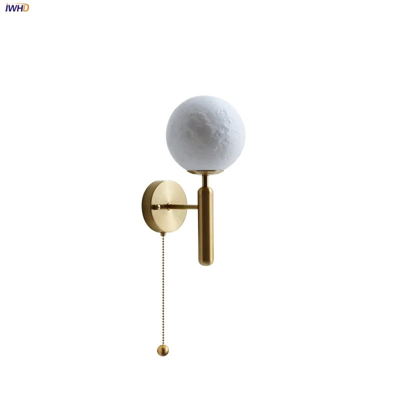Helnys Copper Base LED Wall Lamp with Pull Chain Switch